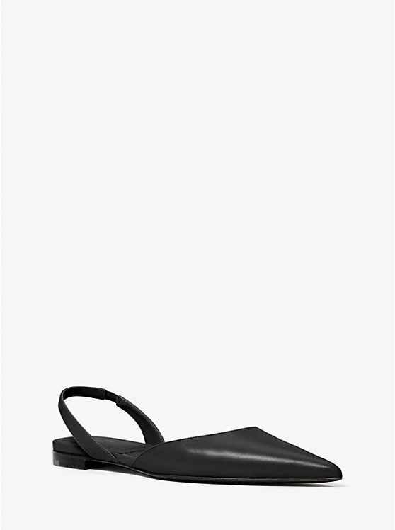 Women Michael Kors Bridget Leather Flat Shoes Black | KZQRMU-209