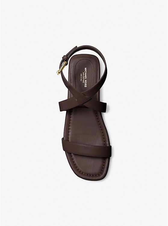 Women Michael Kors Bridgette Leather Sandals Chocolate | BKHMFN-903