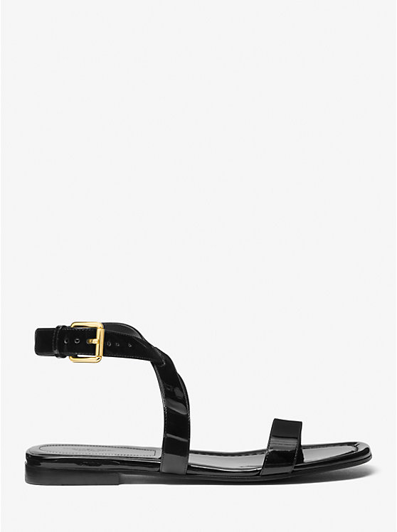 Women Michael Kors Bridgette Patent Leather Sandals Black | RXAZDJ-837