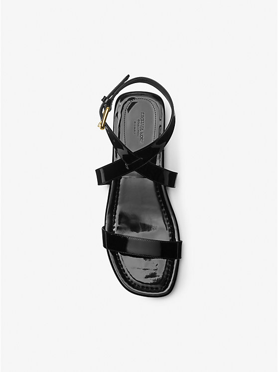 Women Michael Kors Bridgette Patent Leather Sandals Black | RXAZDJ-837