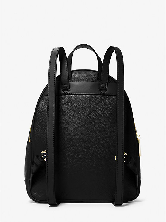 Women Michael Kors Brooklyn Medium Pebbled Leather Backpack Black | EBSOKD-034