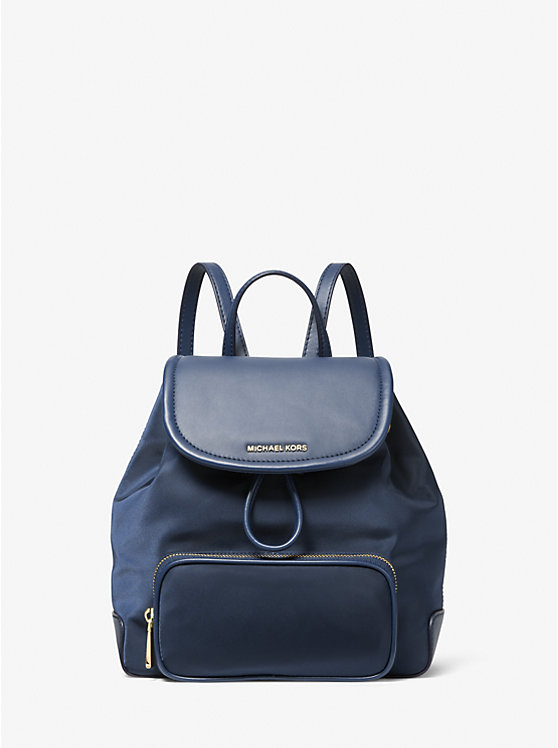 Women Michael Kors Cara Small Nylon Backpack Navy | ONMFZV-387