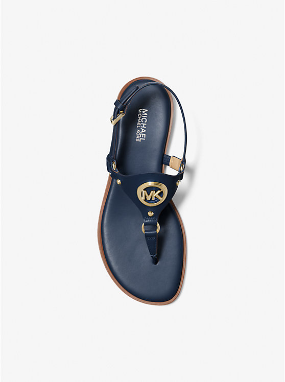 Women Michael Kors Casey Leather Sandals Navy | PVJOWA-721