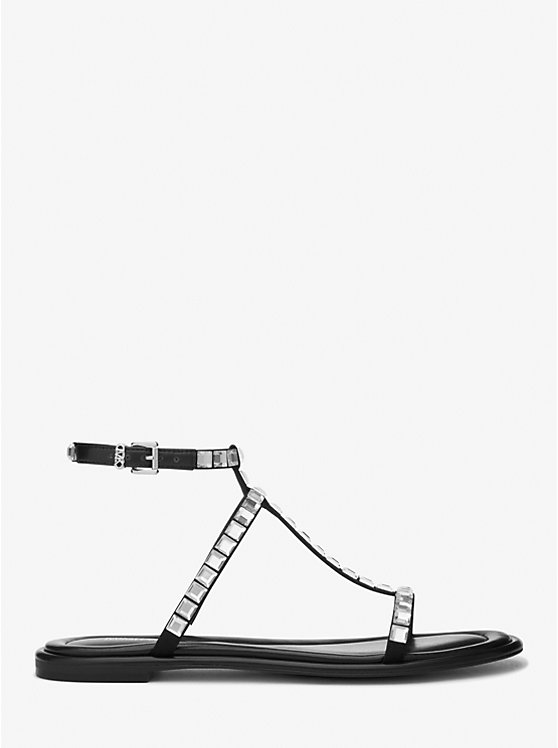 Women Michael Kors Celia Crystal Embellished Flat Sandals Black | UDSNAK-612