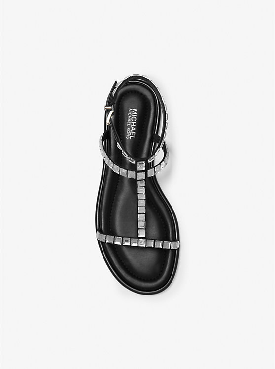 Women Michael Kors Celia Crystal Embellished Flat Sandals Black | UDSNAK-612