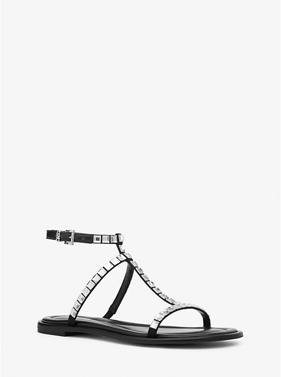 Women Michael Kors Celia Crystal Embellished Flat Sandals Black | UDSNAK-612