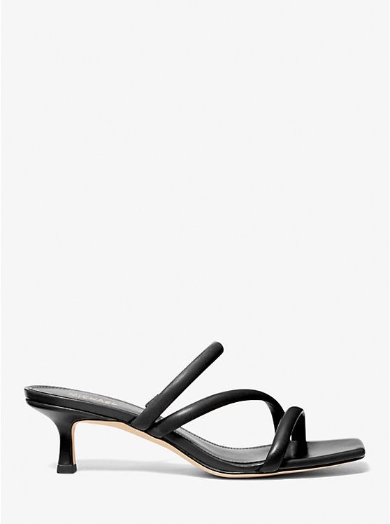 Women Michael Kors Celia Leather Kitten Sandals Black | JUYSBG-691