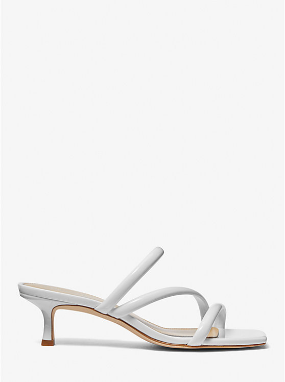 Women Michael Kors Celia Patent Kitten Sandals White | CMFVQA-826