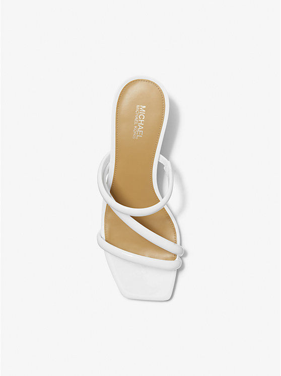 Women Michael Kors Celia Patent Kitten Sandals White | CMFVQA-826