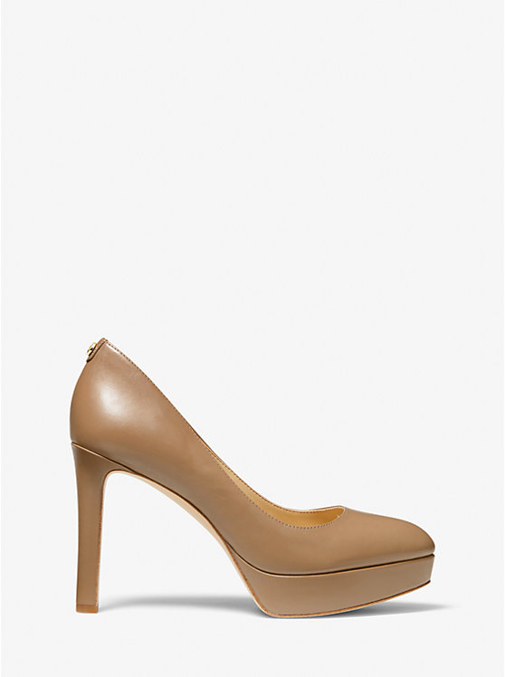 Women Michael Kors Chantal Leather Platform Pumps Brown | ARDFGM-465