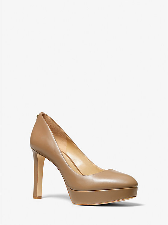 Women Michael Kors Chantal Leather Platform Pumps Brown | ARDFGM-465