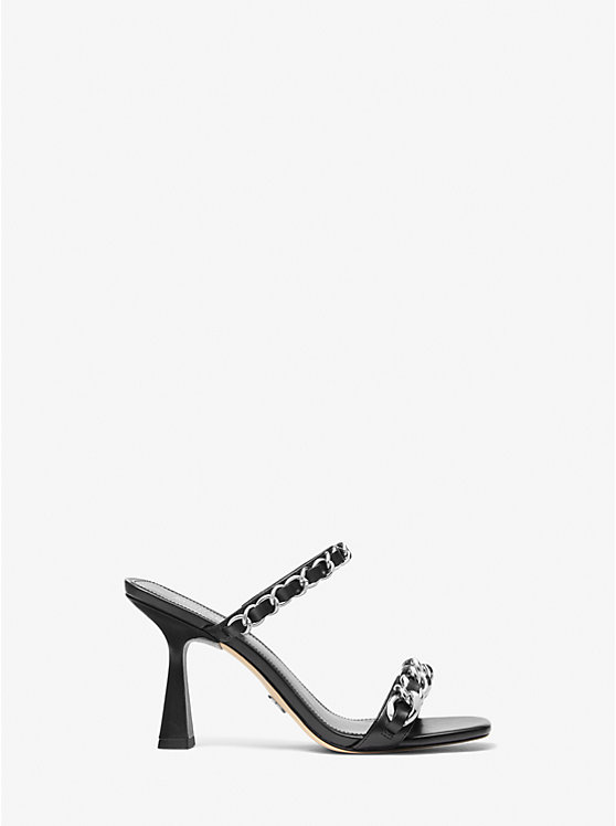 Women Michael Kors Clara Embellished Leather Sandals Black | UAHVLR-986