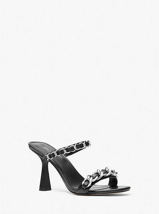 Women Michael Kors Clara Embellished Leather Sandals Black | UAHVLR-986