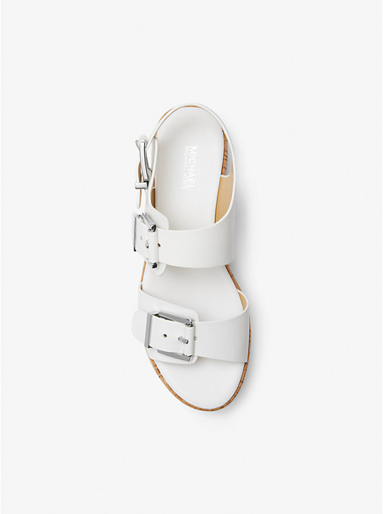 Women Michael Kors Colby Leather Flatform Sandals White | SYUXTF-396