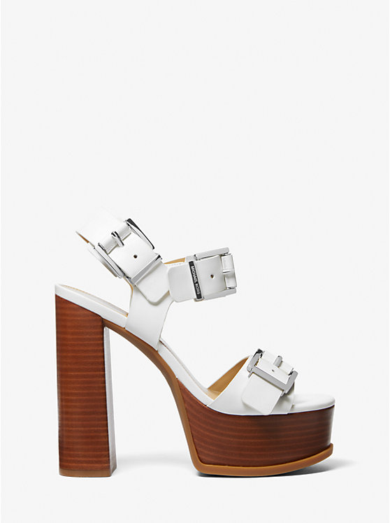 Women Michael Kors Colby Leather Platform Sandals White | ZUOJKY-206