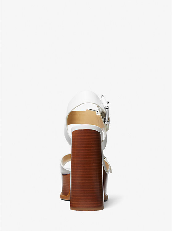 Women Michael Kors Colby Leather Platform Sandals White | ZUOJKY-206