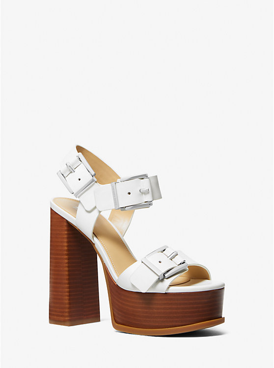 Women Michael Kors Colby Leather Platform Sandals White | ZUOJKY-206