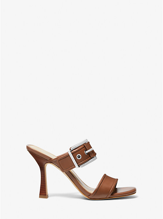 Women Michael Kors Colby Leather Sandals Brown | BIXGMN-249