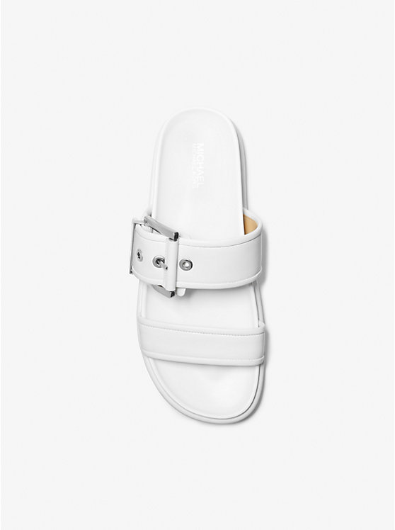 Women Michael Kors Colby Leather Slide Sandals White | QHSOPF-465