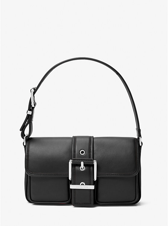 Women Michael Kors Colby Medium Leather Shoulder Bags Black | FICUNR-057