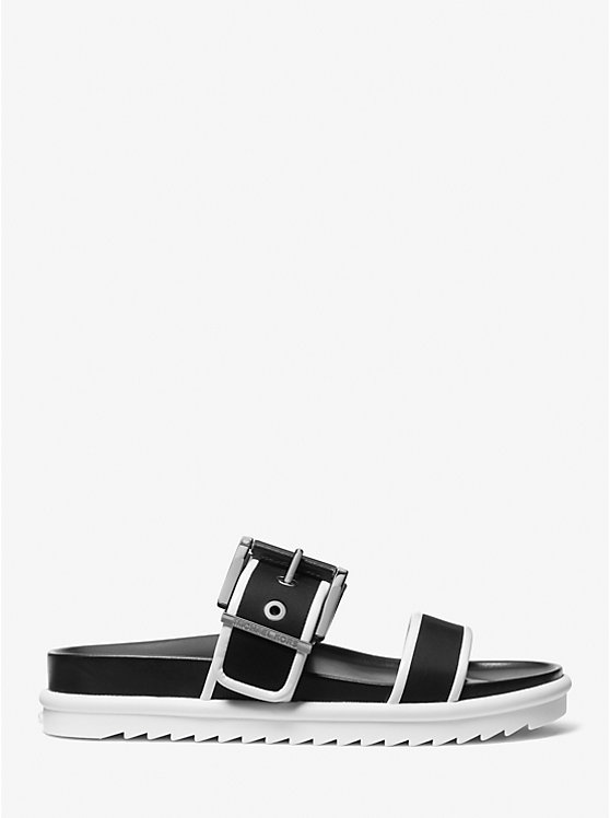 Women Michael Kors Colby Two-Tone Neoprene Slide Sandals White | WYXGFT-742