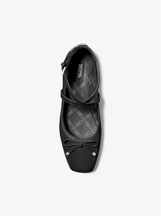 Women Michael Kors Collette Leather Flat Shoes Black | WMXUKI-253