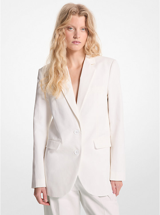 Women Michael Kors Cotton Blend Twill Blazers White | YWOFKD-893