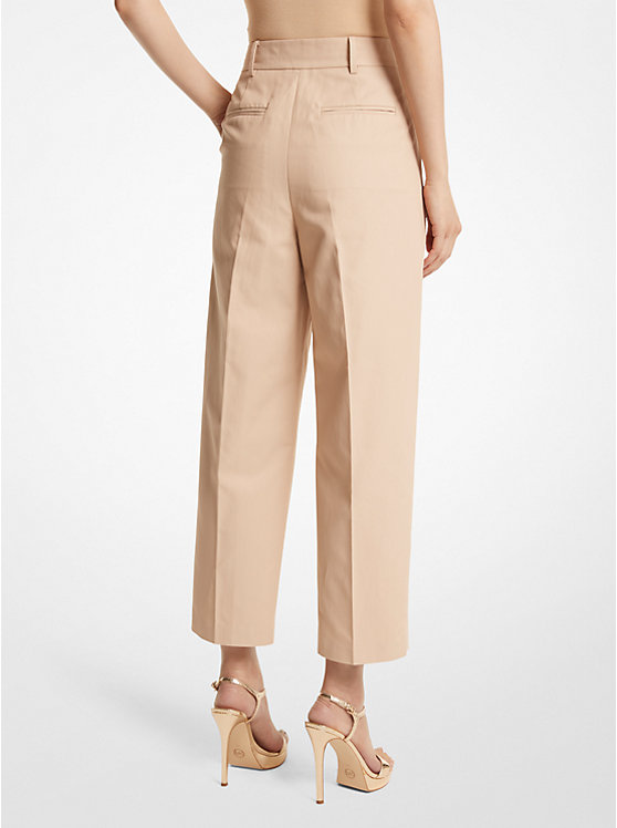 Women Michael Kors Cotton Blend Twill Cropped Pants Beige | EOITPG-453