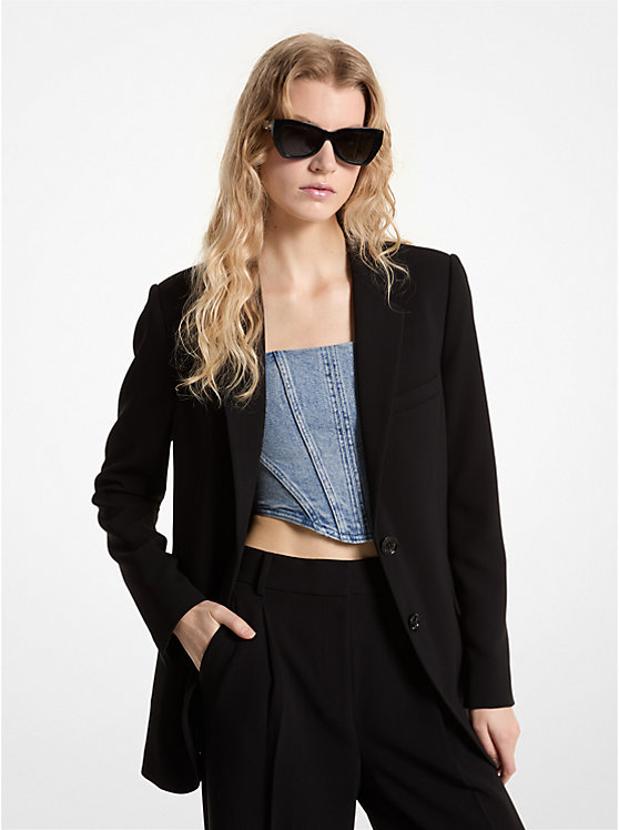 Women Michael Kors Crepe Boyfriend Blazers Black | XTGAQU-897