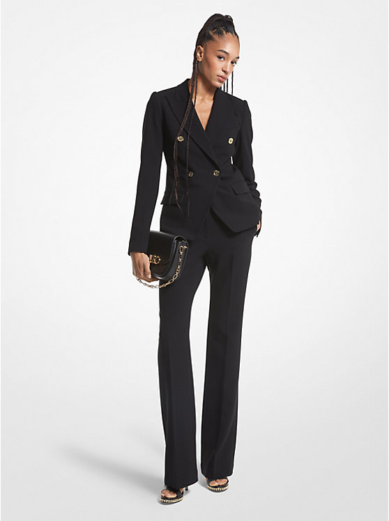 Women Michael Kors Crepe Double-Breasted Blazers Black | RFPKZE-194