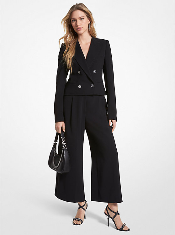 Women Michael Kors Cropped Crepe Blazers Black | RWZFPB-258