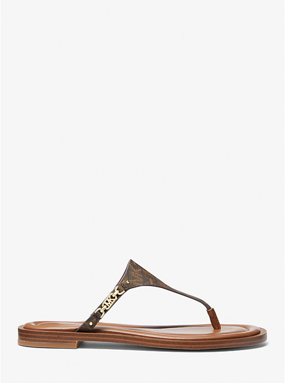 Women Michael Kors Daniella Empire Signature Logo Sandals Brown | BYGWUM-394