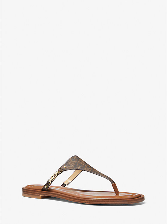 Women Michael Kors Daniella Empire Signature Logo Sandals Brown | BYGWUM-394