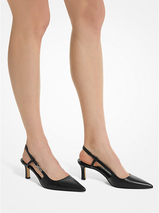 Women Michael Kors Daniella Leather Slingback Pumps Black | CNQVEB-502