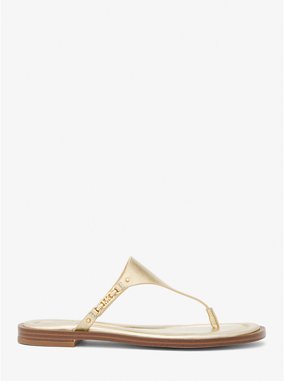 Women Michael Kors Daniella Metallic Leather Sandals Gold | FBYTKL-340