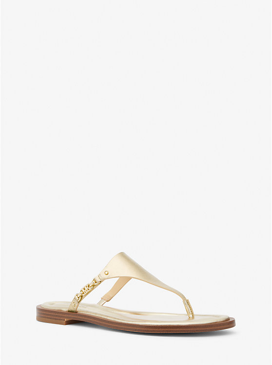 Women Michael Kors Daniella Metallic Leather Sandals Gold | FBYTKL-340