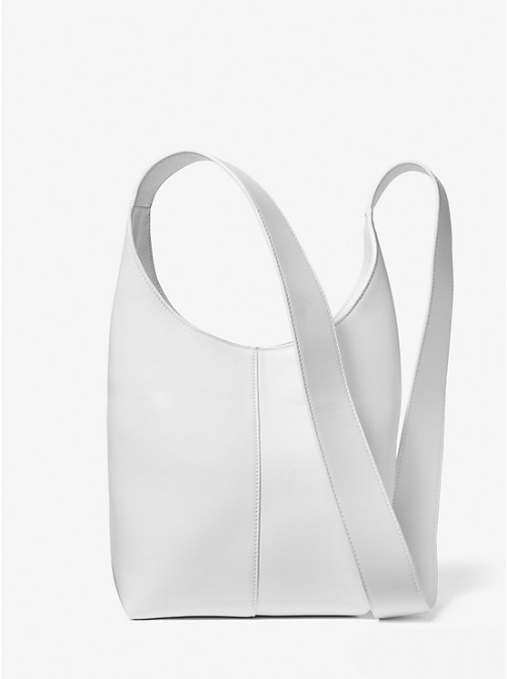 Women Michael Kors Dede Mini Leather Hobo Bag White | TBUEWH-514