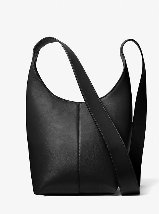 Women Michael Kors Dede Mini Leather Hobo Bag Black | NCQVGD-421