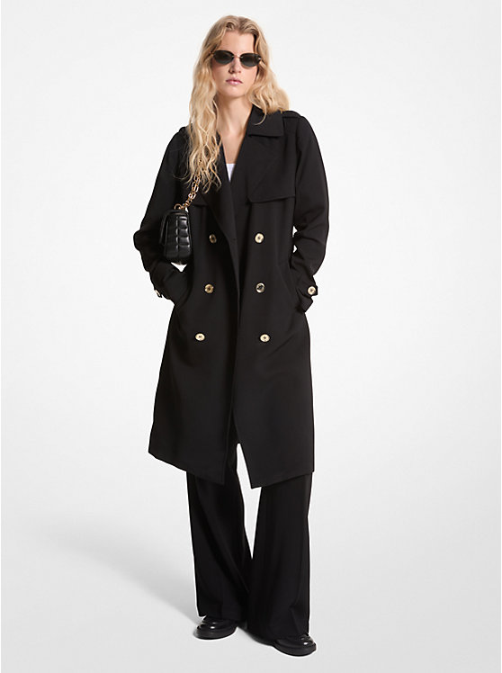 Women Michael Kors Draped Woven Trench Coats Black | GJBTVY-860