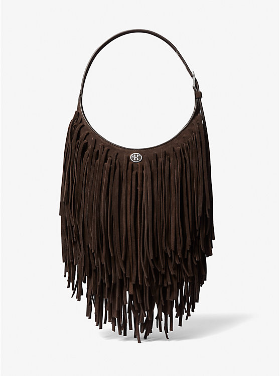 Women Michael Kors Dyan Small Fringed Suede Shoulder Bags Chocolate | RVAETW-694