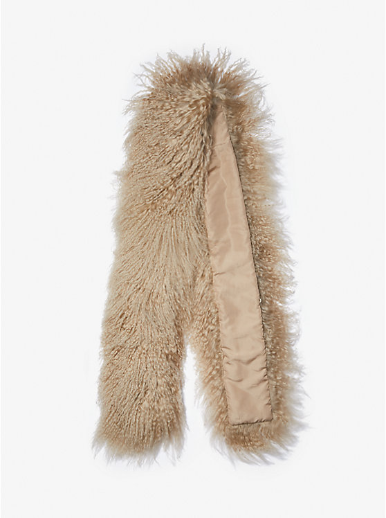 Women Michael Kors Dyed Mongolian Shearling Scarf Brown | TIEHMA-672