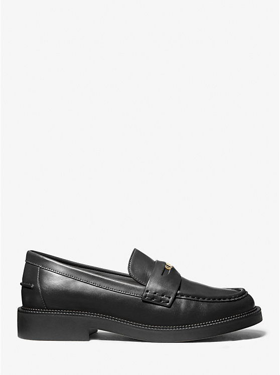 Women Michael Kors Eden Leather Loafers Black | VZSPHC-417