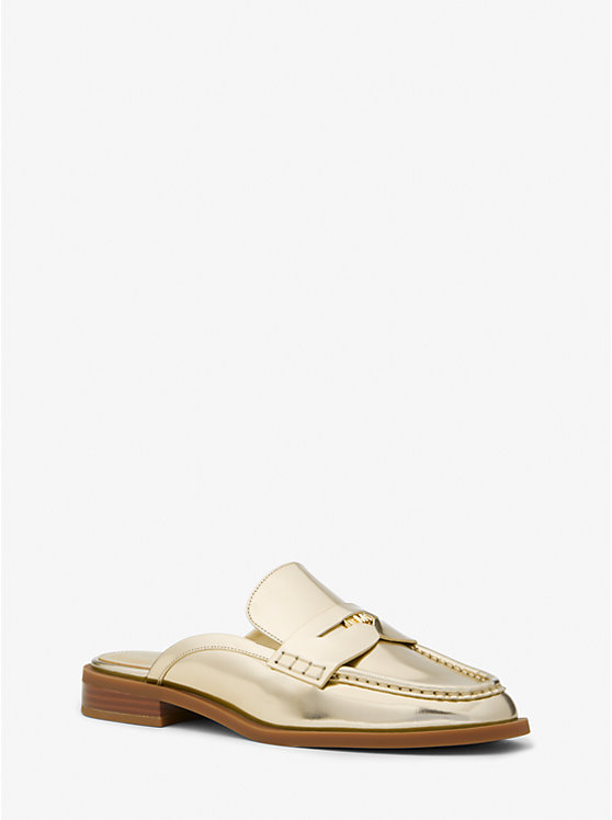 Women Michael Kors Eden Metallic Leather Mules Gold | ECZNBF-314