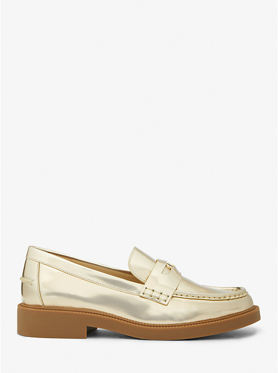 Women Michael Kors Eden Metallic Leather Loafers Gold | MVDQGH-049