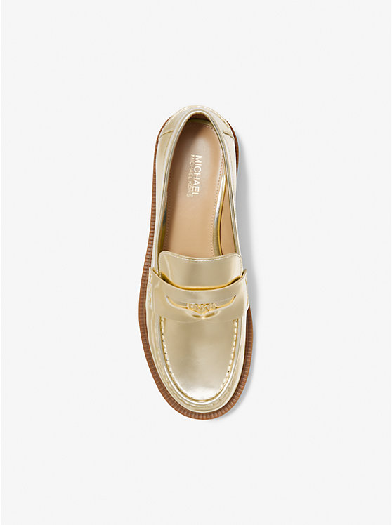 Women Michael Kors Eden Metallic Leather Loafers Gold | MVDQGH-049