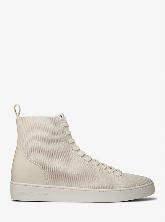 Women Michael Kors Edie Metallic Knit High-Top Sneakers Cream | TPZLFB-250