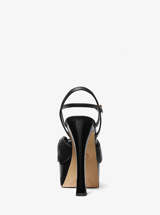 Women Michael Kors Elena Leather Platform Sandals Black | CTMHNB-601