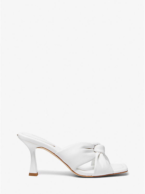 Women Michael Kors Elena Leather Sandals White | TBJIEC-295