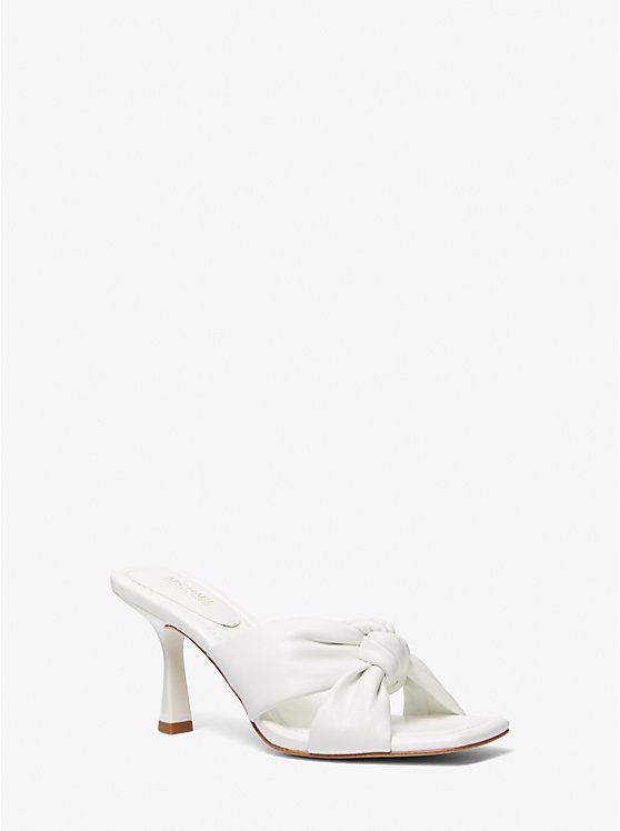 Women Michael Kors Elena Leather Sandals White | TBJIEC-295