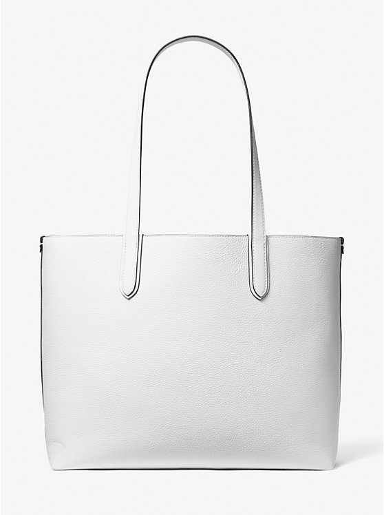 Women Michael Kors Eliza Extra-Large Pebbled Leather Reversible Tote Bag White | GEZHAK-823